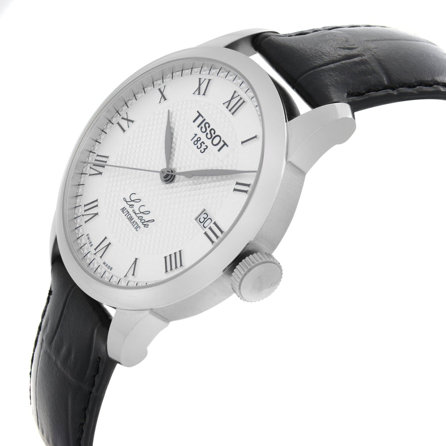 Tissot T Classic Le Locle Automatic Silver Dial Black Leather Strap Watch For Men - T41.1.423.33
