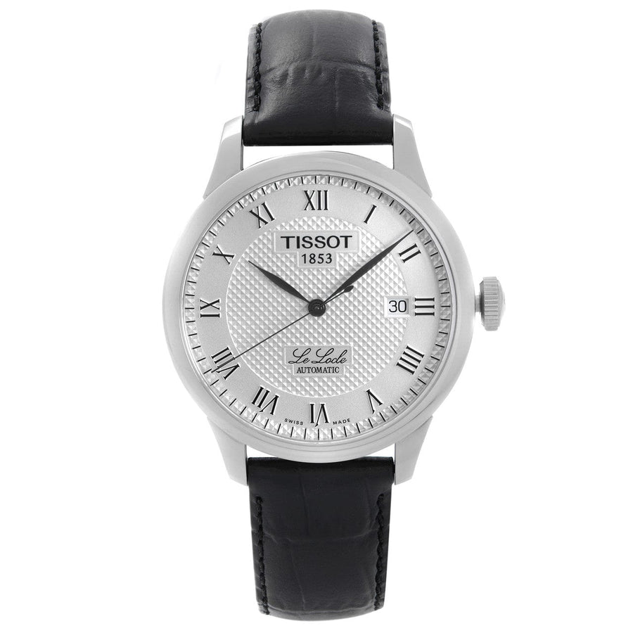 Tissot T Classic Le Locle Automatic Silver Dial Black Leather Strap Watch For Men - T41.1.423.33
