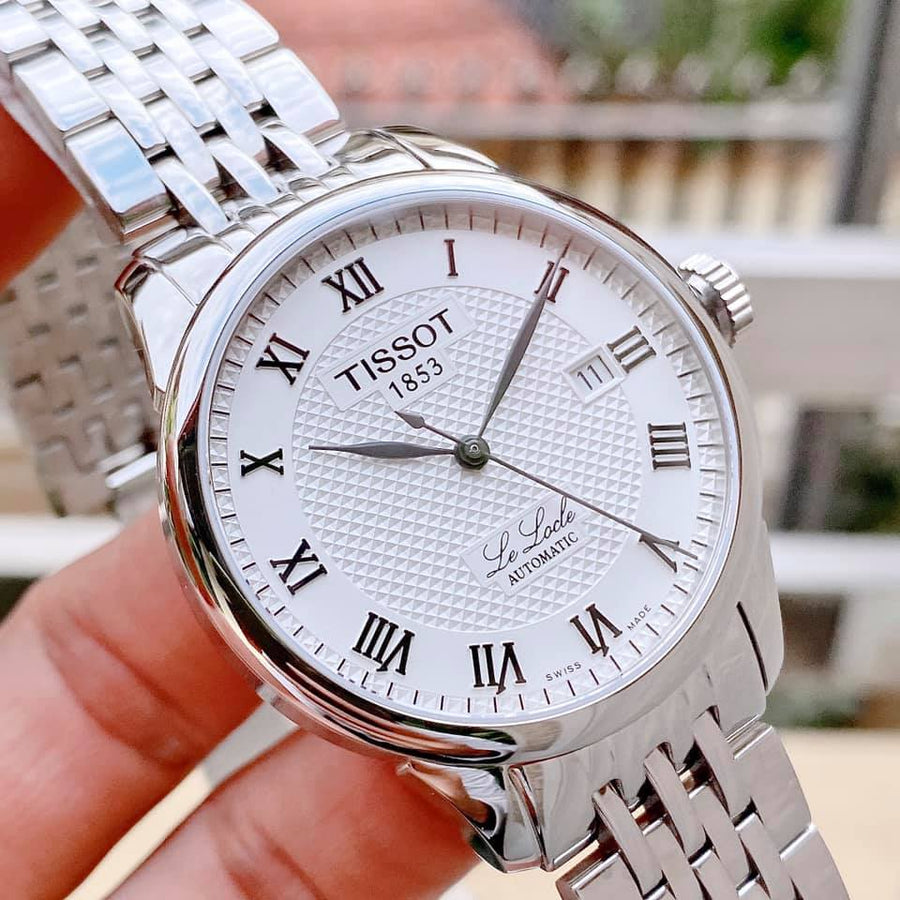 Tissot T Classic Le Locle Automatic White Dial Silver Steel Strap Watch For Men - T41.1.483.33