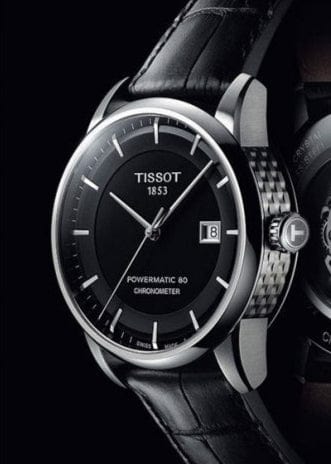 Tissot T Classic Luxury Powermatic 80 Black Dial Black Leather Strap Watch For Men - T086.408.16.051.00