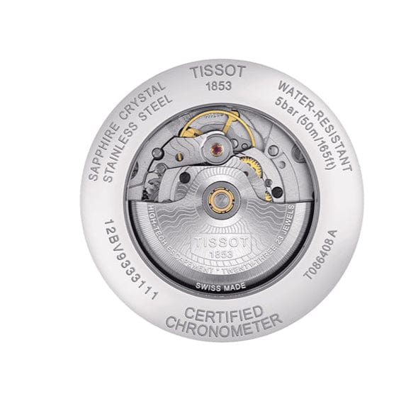 Tissot T Classic Luxury Powermatic 80 White Dial Silver Steel Strap Watch For Men - T086.408.11.016.00