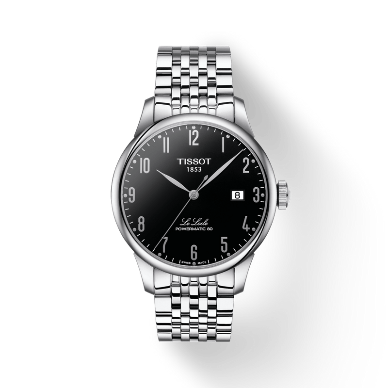 Tissot T Classic Powermatic 80 Black Dial Silver Steel Strap Watch For Men - T41.1.483.52
