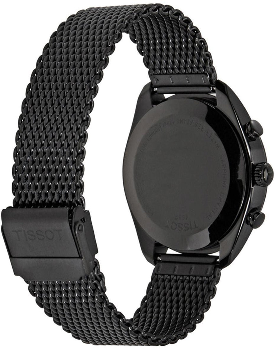 Tissot T Classic PR 100 Chronograph Black Dial Black Mesh Bracelet Watch For Men - T101.417.33.051.00