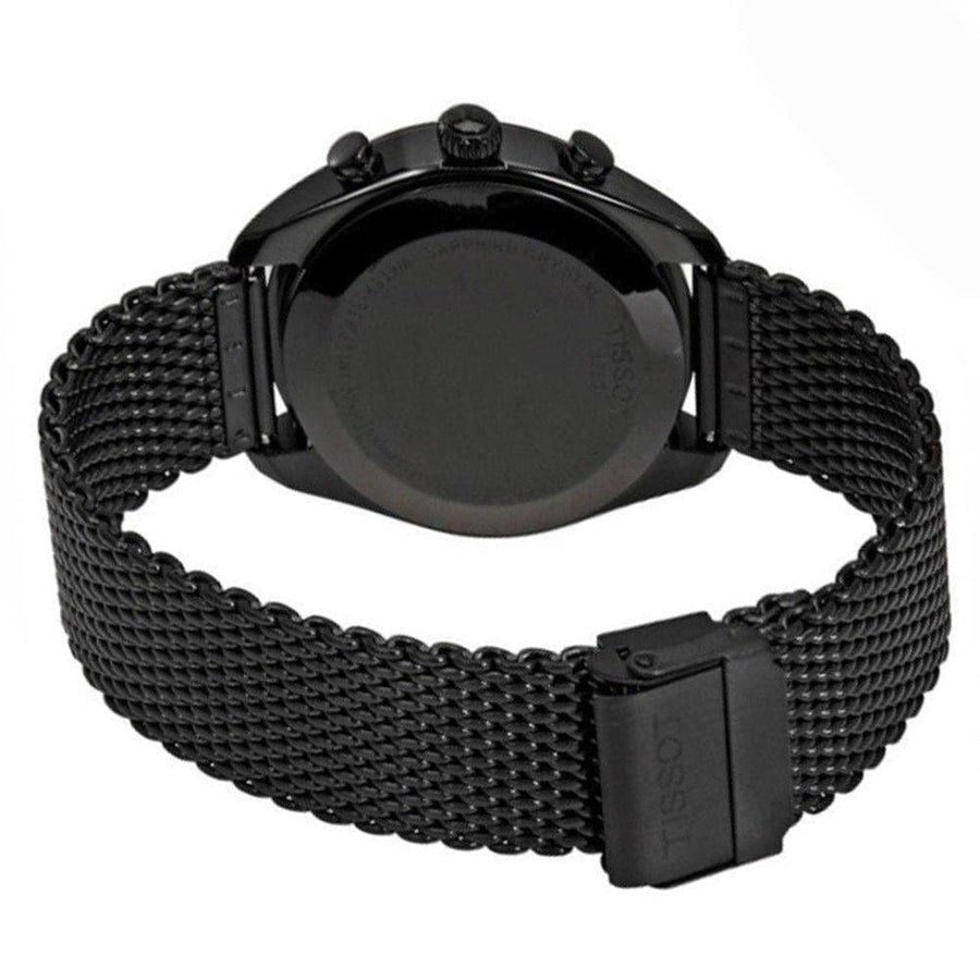 Tissot T Classic PR 100 Chronograph Black Dial Black Mesh Bracelet Watch For Men - T101.417.33.051.00