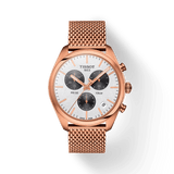 Tissot T Classic PR 100 Chronograph Silver Dial Rose Gold Mesh Bracelet Watch For Men - T101.417.33.031.01