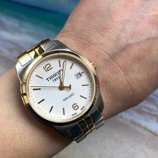 Tissot T Classic PR 100 White Dial Two Tone Steel Strap Watch for Men - T101.410.22.031.00