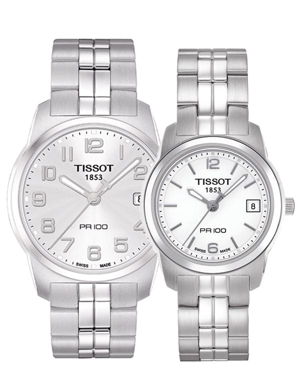 Tissot T Classic PR100 Silver Dial Silver Steel Strap Watch For Women - T049.210.11.032.00