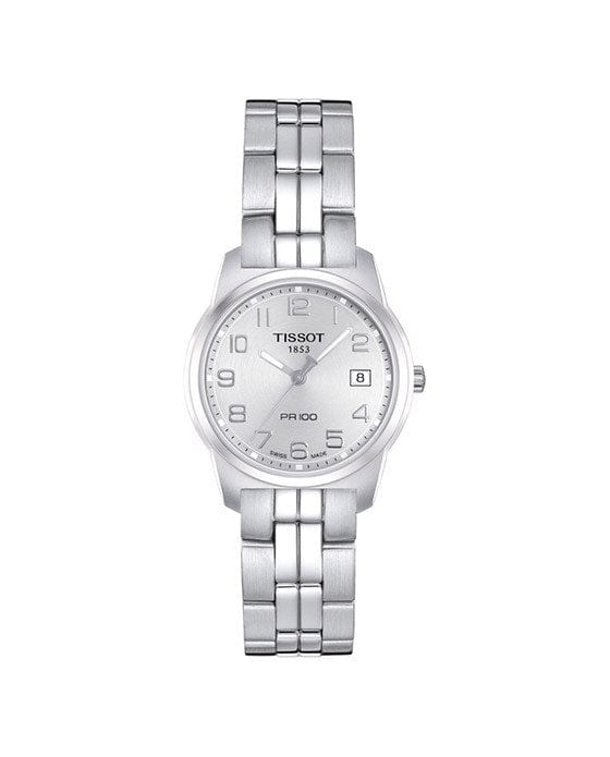 Tissot T Classic PR100 Silver Dial Silver Steel Strap Watch For Women - T049.210.11.032.00