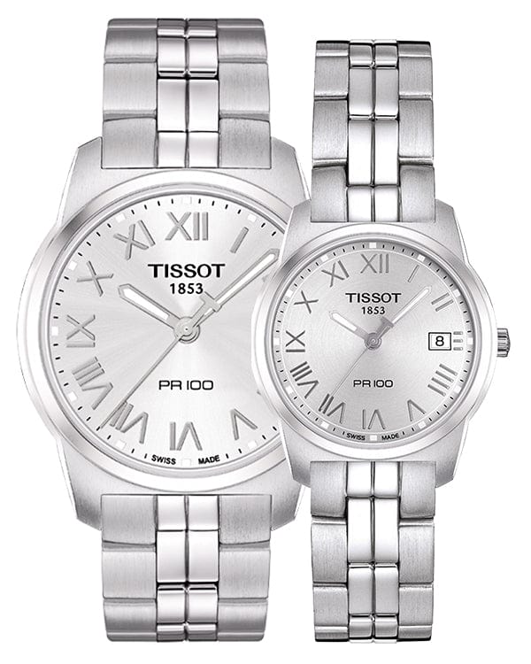 Tissot T Classic PR100 Silver Dial Silver Steel Strap Watch For Women - T049.210.11.033.00