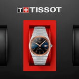 Tissot PRX Powermatic 80 Automatic 18K Gold Blue Dial Silver Steel Strap Watch for Men - T931.407.41.041.00