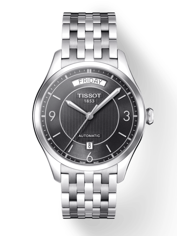 Tissot T Classic T One Automatic Black Dial Silver Steel Strap Watch For Men - T038.430.11.057.00