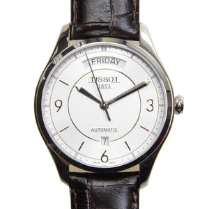 Tissot T Classic T One Automatic Silver Dial Brown Leather Strap Watch For Men - T038.430.16.037.00