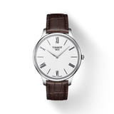 Tissot T Classic Tradition 5.5 Quartz White Dial Brown Leather Strap Watch For Men - T063.409.16.018.00