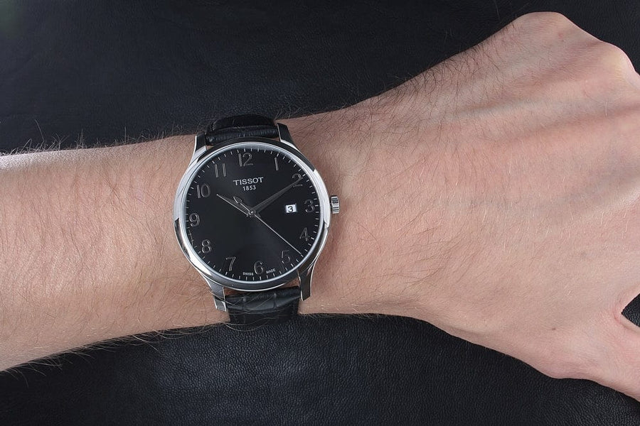 Tissot T Classic Tradition Black Dial Black Leather Strap Watch For Men - T063.610.16.052.00
