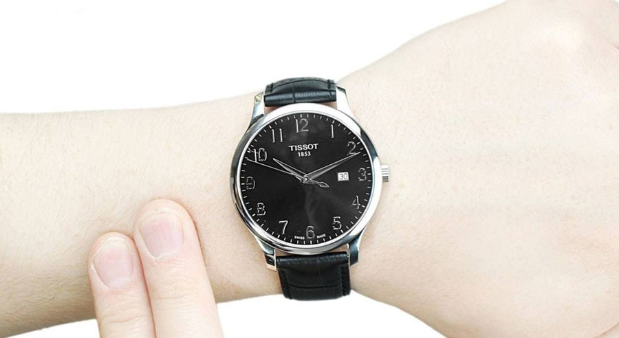 Tissot T Classic Tradition Black Dial Black Leather Strap Watch For Men - T063.610.16.052.00