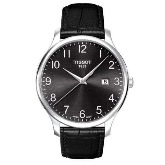 Tissot T Classic Tradition Black Dial Black Leather Strap Watch For Men - T063.610.16.052.00
