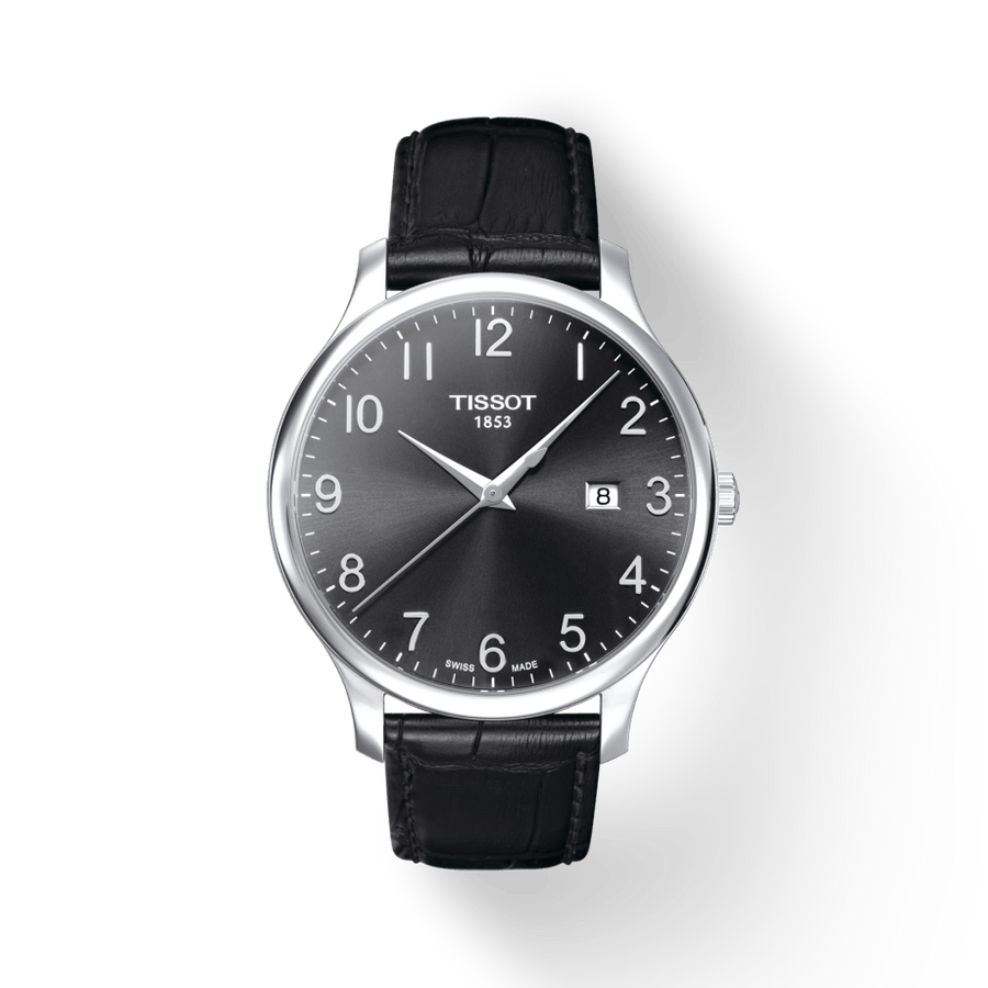 Tissot T Classic Tradition Black Dial Black Leather Strap Watch For Men - T063.610.16.052.00