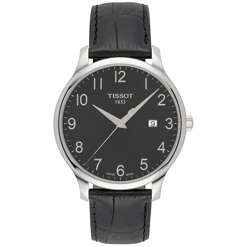 Tissot T Classic Tradition Black Dial Black Leather Strap Watch For Men - T063.610.16.052.00