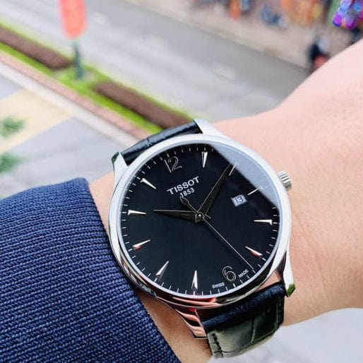 Tissot T Classic Tradition Black Dial Black Leather Strap Watch For Men - T063.610.16.057.00