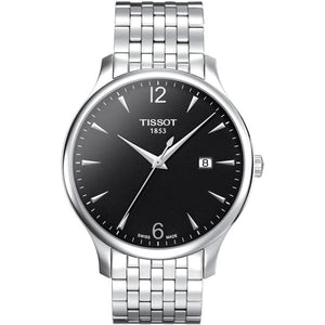 Tissot T Classic Tradition Black Dial Silver Steel Strap Watch For Men - T063.610.11.057.00
