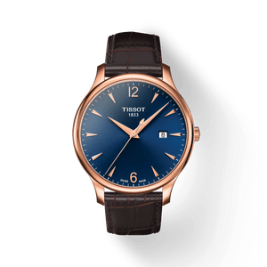 Tissot T Classic Tradition Blue Dial Brown Leather Strap Watch For Men - T063.610.36.047.00