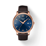 Tissot T Classic Tradition Blue Dial Brown Leather Strap Watch For Men - T063.610.36.047.00