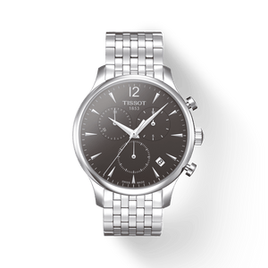 Tissot T Classic Tradition Chronograph Black Dial Silver Steel Strap Watch For Men - T063.617.11.067.00