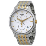 Tissot T Classic Tradition Chronograph White Dial Two Tone Mesh Bracelet Watch For Men - T063.617.22.037.00