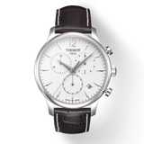 Tissot T Classic Tradition Chronograph White Dial Brown Leather Strap Watch For Men - T063.617.16.037.00