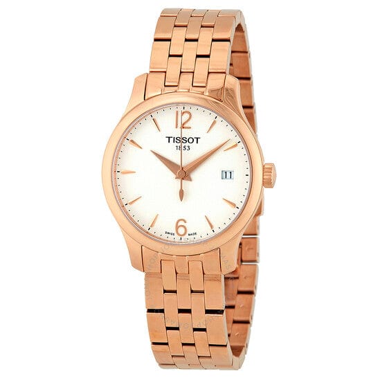 Tissot T Classic Tradition Lady White Dial Rose Gold Steel Strap Watch for Women - T063.210.33.037.00