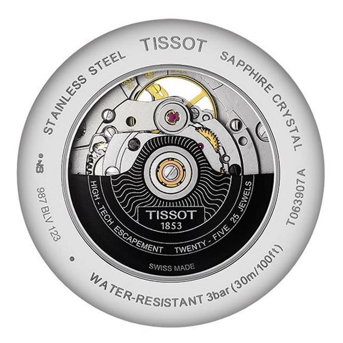 Tissot T Classic Tradition Powermatic 80 Open Heart Silver Dial Brown Leather Strap Watch for Men - T063.907.16.038.00