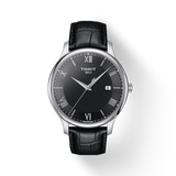 Tissot T Classic Tradition Quartz Black Dial Black Leather Strap Watch For Men - T063.610.16.058.00