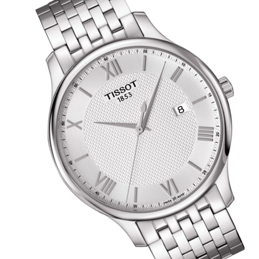 Tissot T Classic Tradition Silver Dial Silver Steel Strap Watch For Men - T063.610.11.038.00