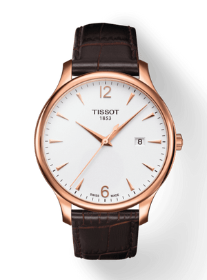 Tissot T Classic Tradition White Dial Brown Leather Strap Watch For Men - T063.610.36.037.00