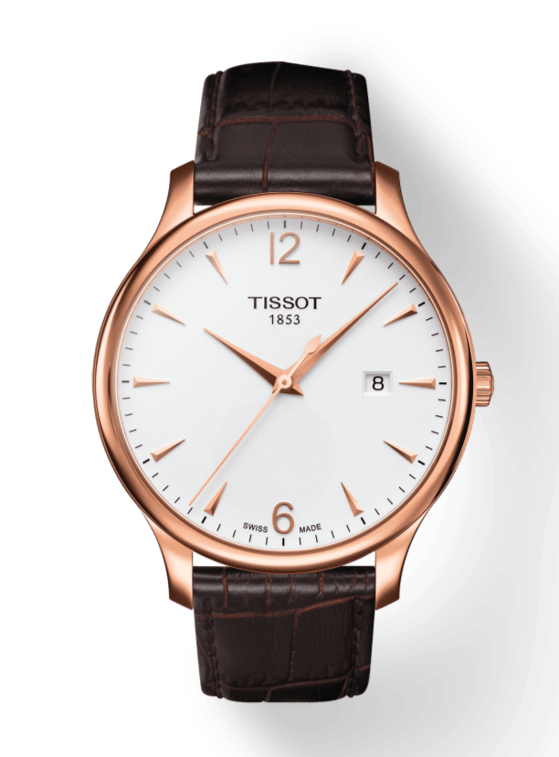 Tissot T Classic Tradition White Dial Brown Leather Strap Watch For Men - T063.610.36.037.00