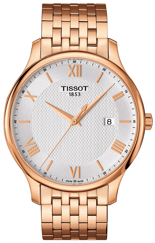 Tissot T Classic Tradition White Dial Rose Gold Steel Strap Watch For Women - T063.610.33.038.00