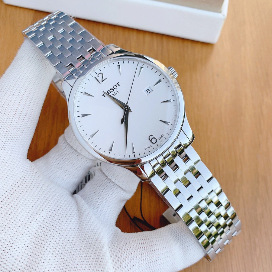 Tissot T Classic Tradition White Dial Silver Steel Strap Watch For Men - T063.610.11.037.00