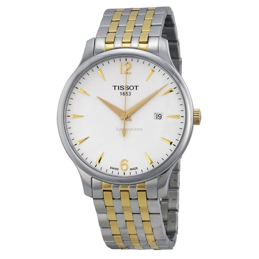Tissot T Classic Tradition White Dial Two Tone Mesh Bracelet Watch For Men - T063.610.22.037.00