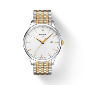 Tissot T Classic Tradition White Dial Two Tone Mesh Bracelet Watch For Men - T063.610.22.037.00