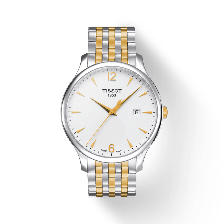 Tissot T Classic Tradition White Dial Two Tone Mesh Bracelet Watch For Men - T063.610.22.037.00