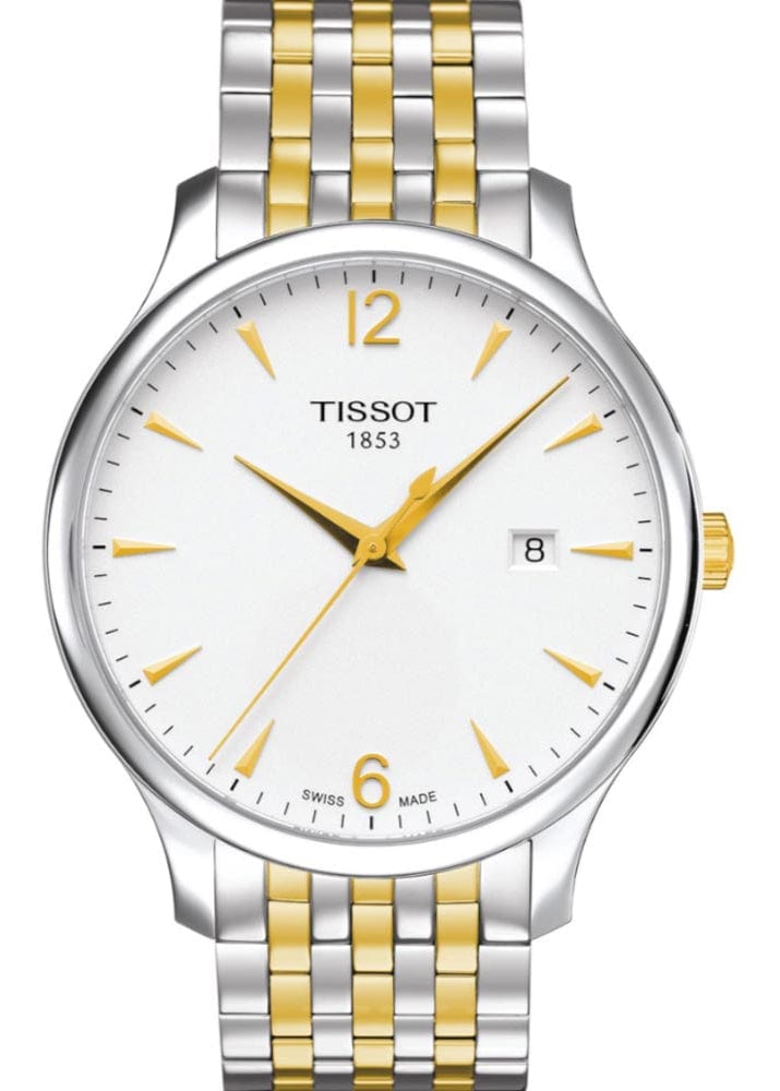 Tissot T Classic Tradition White Dial Two Tone Mesh Bracelet Watch For Men - T063.610.22.037.00