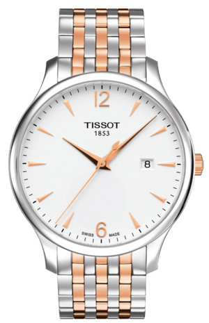 Tissot T Classic Tradition White Dial Two Tone Mesh Bracelet Watch For Men - T063.610.22.037.01