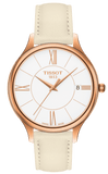 Tissot T Lady Bella Ora Round White Dial Beige Leather Strap Watch For Women - T103.210.36.018.00