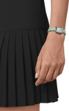 Tissot T Lady Lovely Square Silver Dial Light Green Leather Strap Watch for Women - T058.109.16.031.01