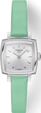 Tissot T Lady Lovely Square Silver Dial Light Green Leather Strap Watch for Women - T058.109.16.031.01