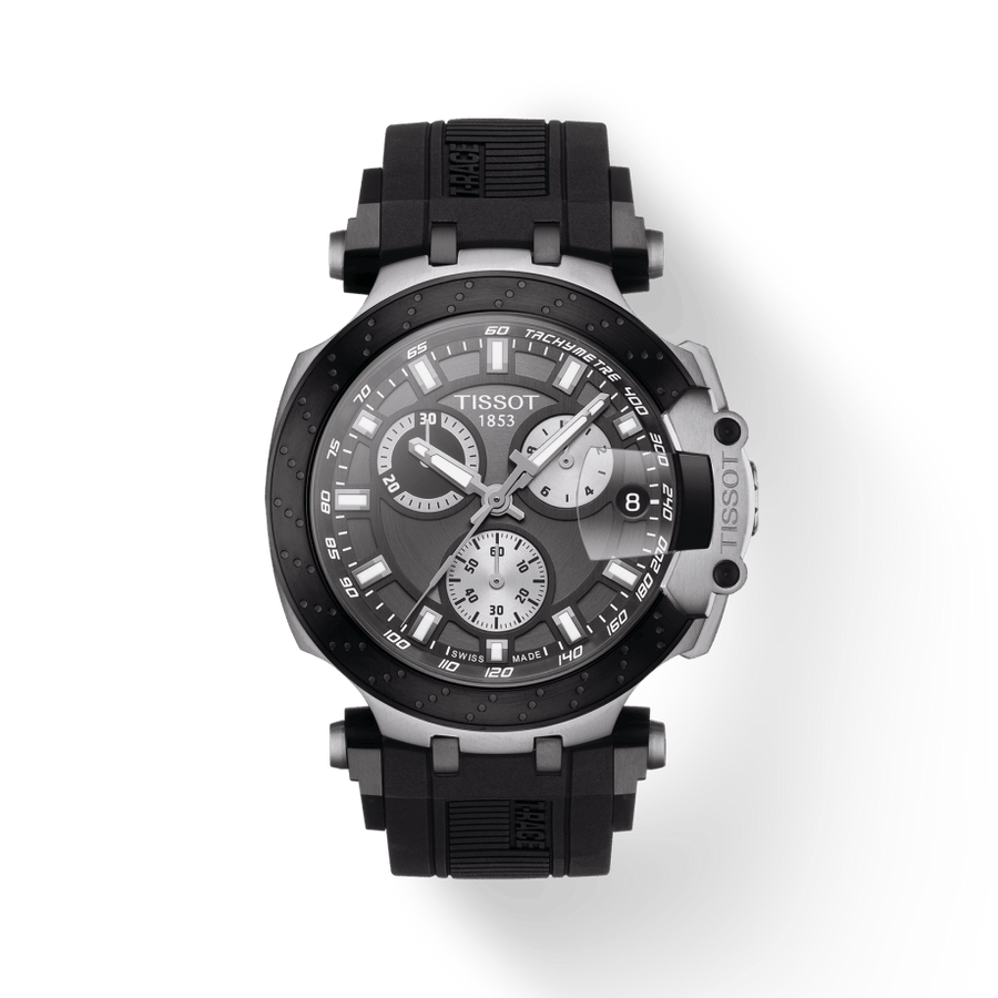 Tissot T Race Chronograph Anthracite Black Dial Black Silicone Strap Watch For Men - T115.417.27.061.00