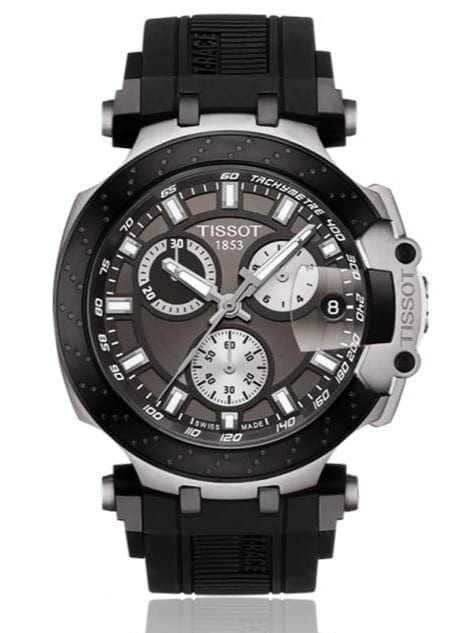 Tissot T Race Chronograph Anthracite Black Dial Black Silicone Strap Watch For Men - T115.417.27.061.00