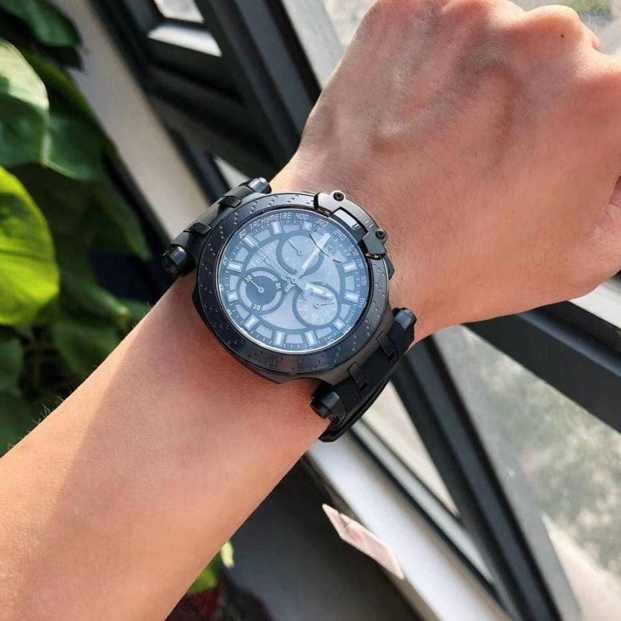 Tissot T Race Chronograph Anthracite Black Dial Black Silicone Strap Watch For Men - T115.417.37.061.03