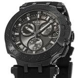 Tissot T Race Chronograph Anthracite Black Dial Black Silicone Strap Watch For Men - T115.417.37.061.03