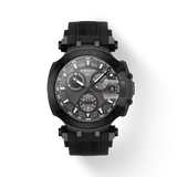 Tissot T Race Chronograph Anthracite Black Dial Black Silicone Strap Watch For Men - T115.417.37.061.03